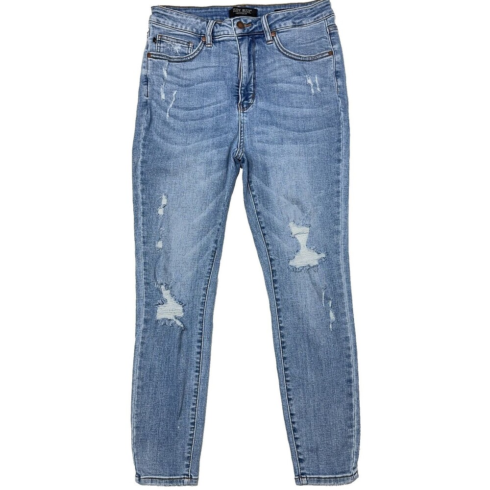 Judy Blue Control Top High Waist Skinny Ankle Jeans Distressed Women Size 11/30